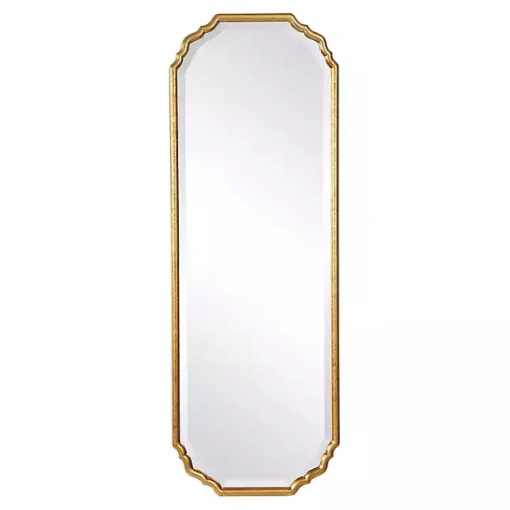 Kirklands Home Decorative Mirrors|Antique Gold Wooden Mirror with Curved Corners