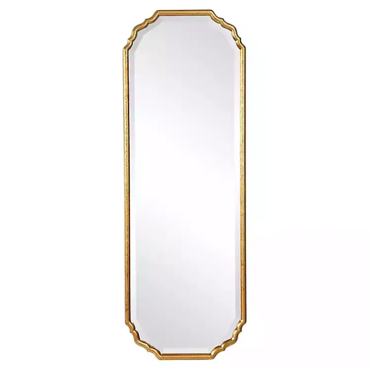 Kirklands Home Decorative Mirrors|Antique Gold Wooden Mirror with Curved Corners
