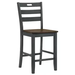 Kirklands Home Bar Stools & Counter Height Stools|Antique Wood Counter Stools, Set of 2 Gray