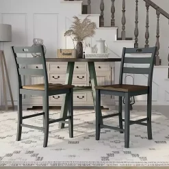 Kirklands Home Bar Stools & Counter Height Stools|Antique Wood Counter Stools, Set of 2 Gray