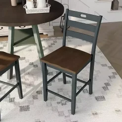 Kirklands Home Bar Stools & Counter Height Stools|Antique Wood Counter Stools, Set of 2 Gray