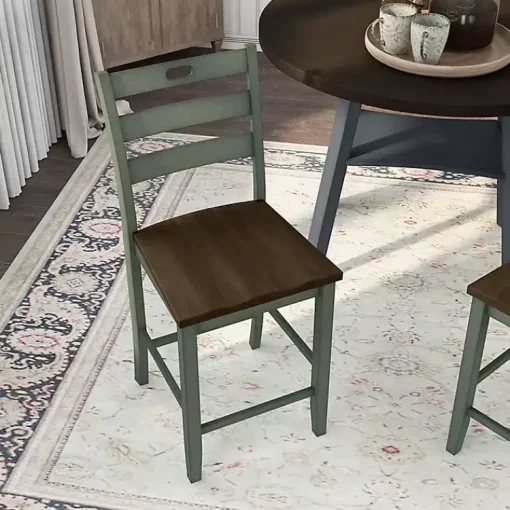 Kirklands Home Bar Stools & Counter Height Stools|Antique Wood Counter Stools, Set of 2 Green