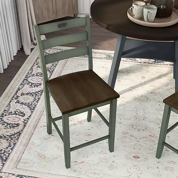 Kirklands Home Bar Stools & Counter Height Stools|Antique Wood Counter Stools, Set of 2 Green
