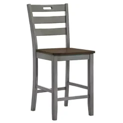 Kirklands Home Bar Stools & Counter Height Stools|Antique Light Wood Counter Stools, Set of 2 Gray