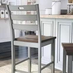 Kirklands Home Bar Stools & Counter Height Stools|Antique Light Wood Counter Stools, Set of 2 Gray