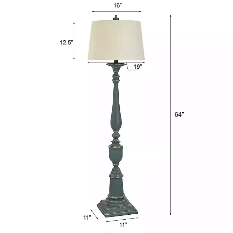 Kirklands Home Floor Lamps|Antique Navy Bourgault Floor Lamp Blue