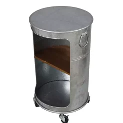 Kirklands Home Accent & End Tables|Antique Round Rolling Galvanized Accent Table Gray