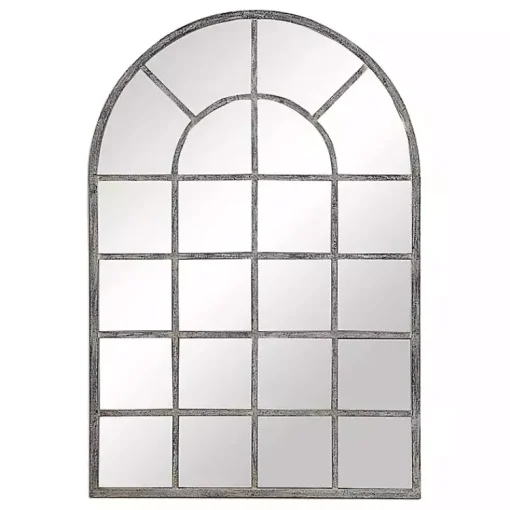Kirklands Home Decorative Mirrors|Antique Rustic Arch Windowpane Mirror