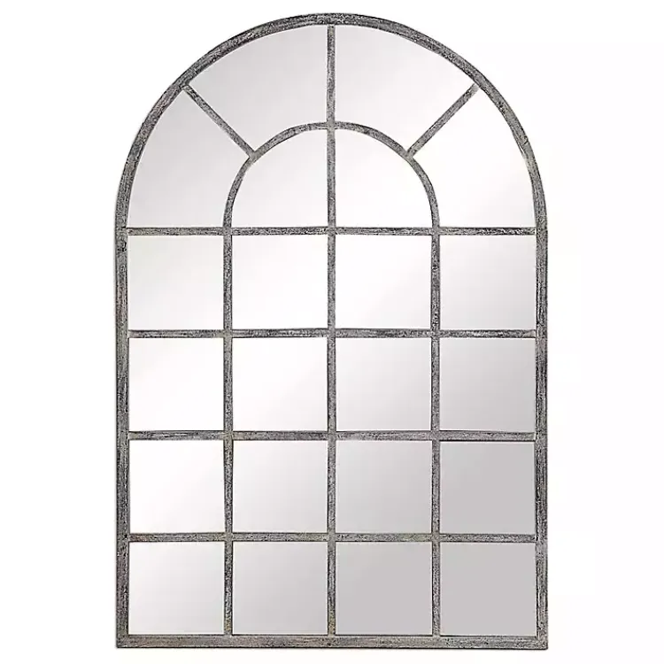 Kirklands Home Decorative Mirrors|Antique Rustic Arch Windowpane Mirror