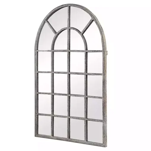 Kirklands Home Decorative Mirrors|Antique Rustic Arch Windowpane Mirror