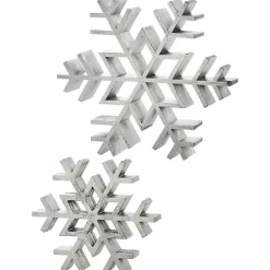 Antique Wooden Snowflakes, Set of 2 Christmas Decorations