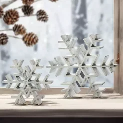 Antique Wooden Snowflakes, Set of 2 Christmas Decorations
