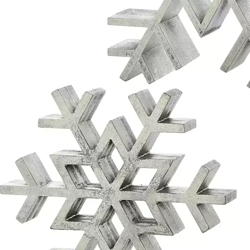 Antique Wooden Snowflakes, Set of 2 Christmas Decorations