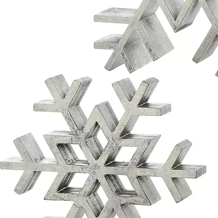 Antique Wooden Snowflakes, Set of 2 Christmas Decorations