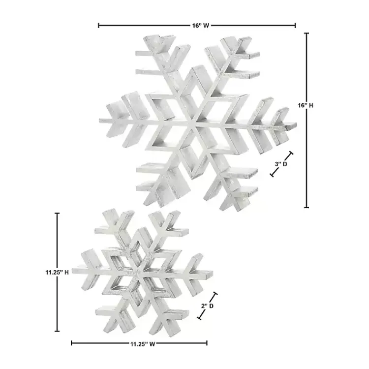 Antique Wooden Snowflakes, Set of 2 Christmas Decorations