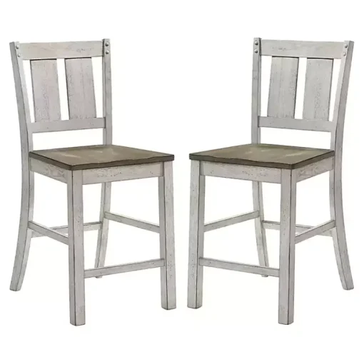 Kirklands Home Bar Stools & Counter Height Stools|Antique White & Ash Brown 2-pc. Counter Stool Set