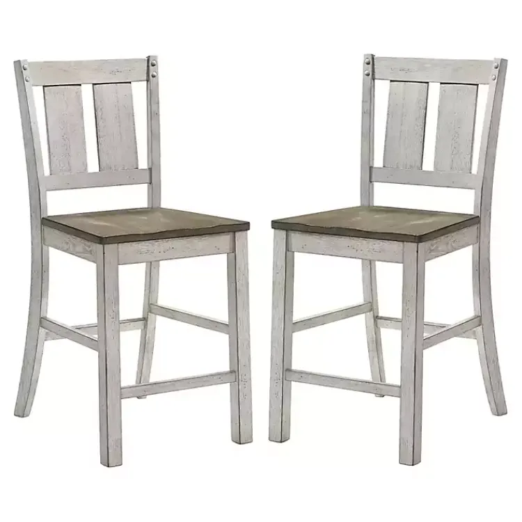 Kirklands Home Bar Stools & Counter Height Stools|Antique White & Ash Brown 2-pc. Counter Stool Set