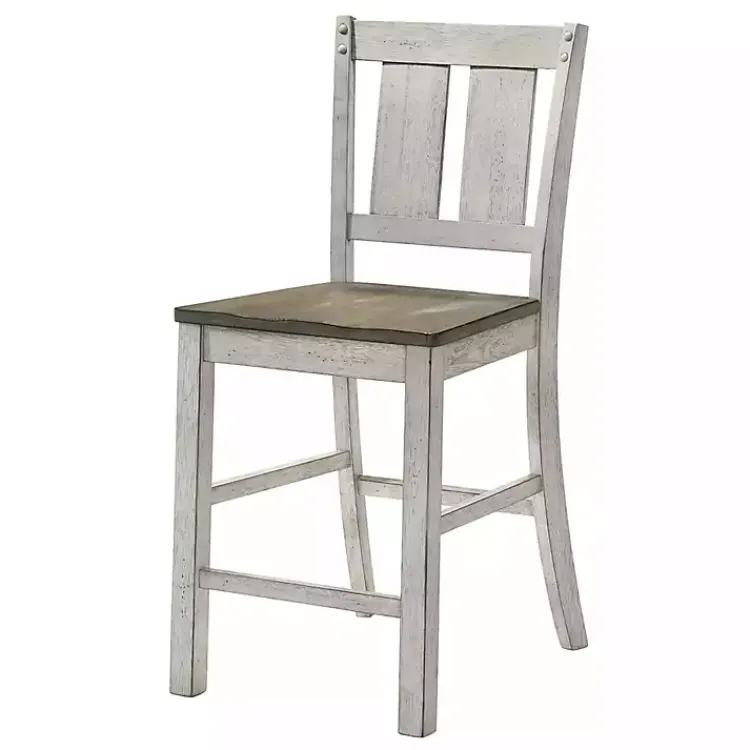 Kirklands Home Bar Stools & Counter Height Stools|Antique White & Ash Brown 2-pc. Counter Stool Set