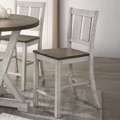 Kirklands Home Bar Stools & Counter Height Stools|Antique White & Ash Brown 2-pc. Counter Stool Set