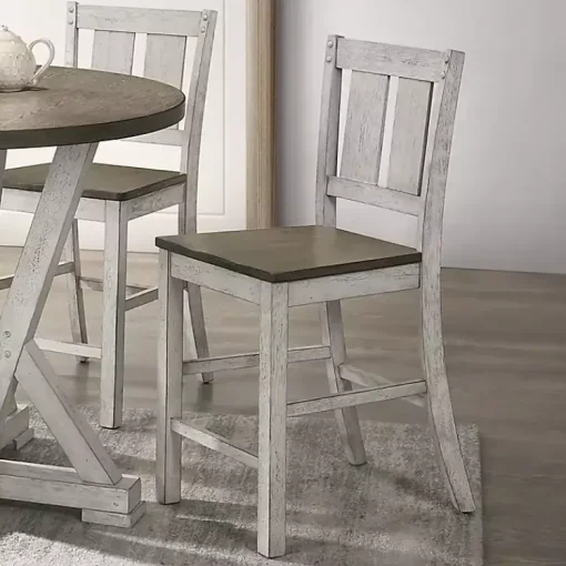 Kirklands Home Bar Stools & Counter Height Stools|Antique White & Ash Brown 2-pc. Counter Stool Set