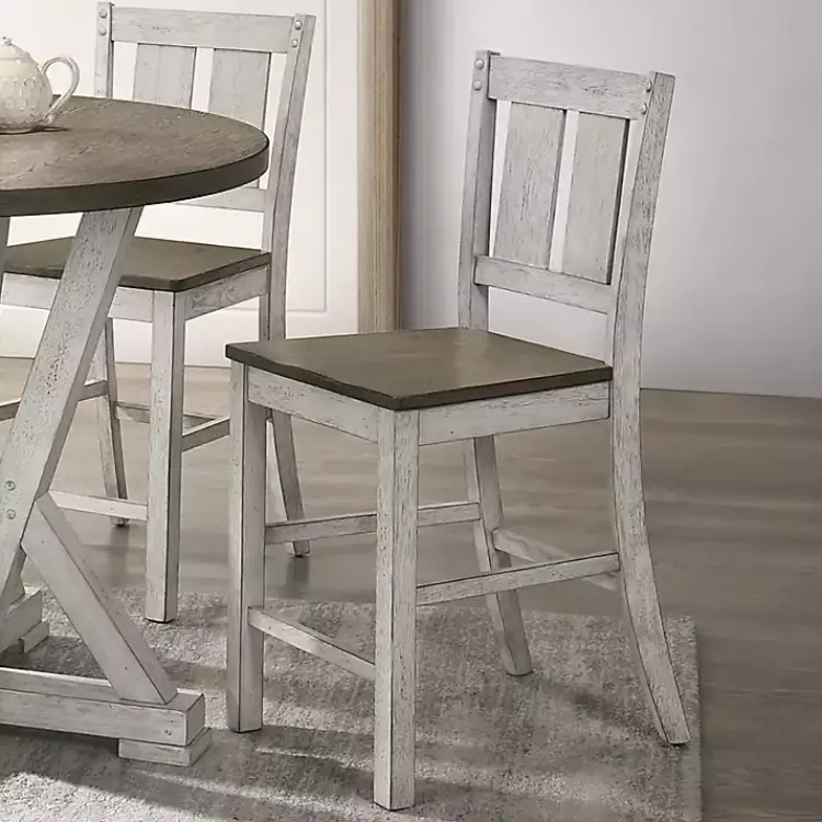 Kirklands Home Bar Stools & Counter Height Stools|Antique White & Ash Brown 2-pc. Counter Stool Set