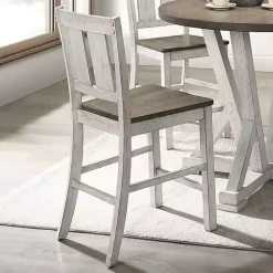 Kirklands Home Bar Stools & Counter Height Stools|Antique White & Ash Brown 2-pc. Counter Stool Set