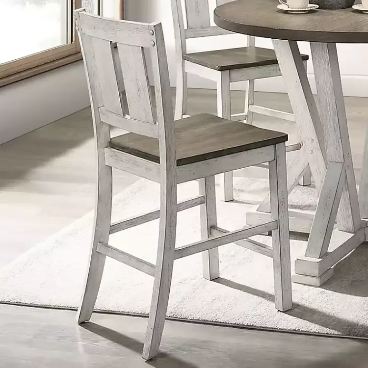 Kirklands Home Bar Stools & Counter Height Stools|Antique White & Ash Brown 2-pc. Counter Stool Set