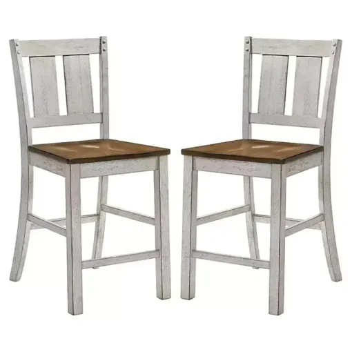 Kirklands Home Bar Stools & Counter Height Stools|Antique White & Dark Brown 2-pc. Counter Stool Set