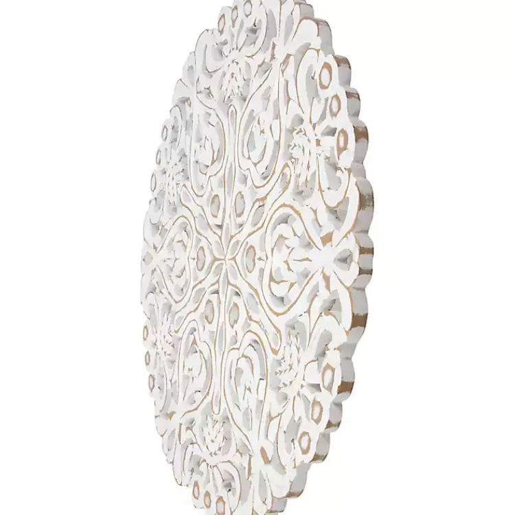 Kirklands Home Wall Plaques|Antique Damask Round Wall Plaque White