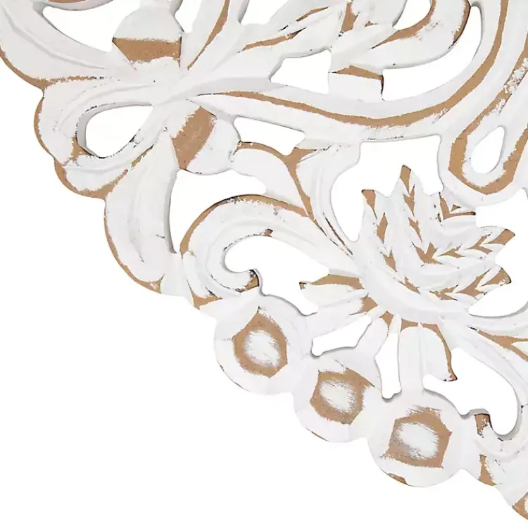 Kirklands Home Wall Plaques|Antique Damask Round Wall Plaque White