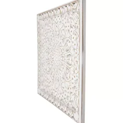 Kirklands Home Wall Plaques|Antique Floral Mandala Square Wall Plaque White