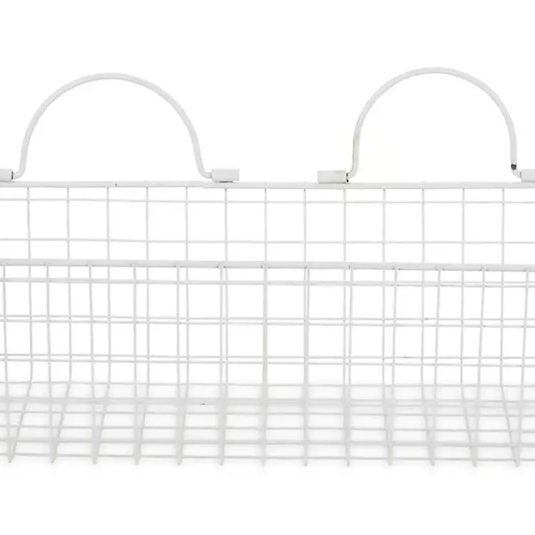 Kirklands Home Wall Storage|Antique White 2-pc. Long Wire Basket Set, 17 in.