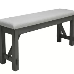 Kirklands Home Dining Chairs|Antique Upholstered Gray Wood Dining Bench White