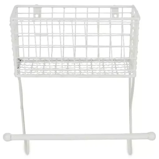 Kirklands Home Wall Storage|Antique White Wire Basket Towel Rack