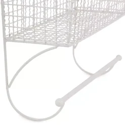 Kirklands Home Wall Storage|Antique White Wire Basket Towel Rack, 17 in.