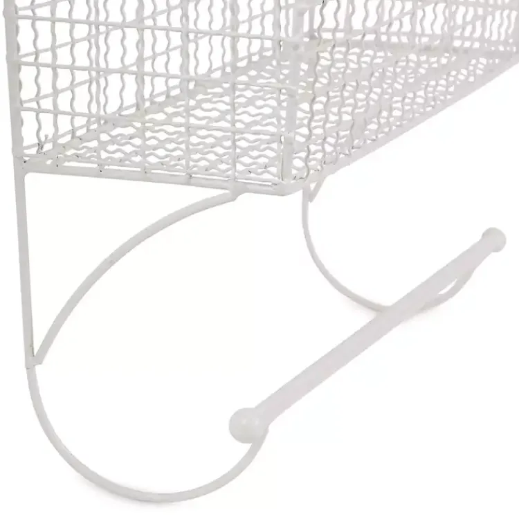 Kirklands Home Wall Storage|Antique White Wire Basket Towel Rack, 17 in.