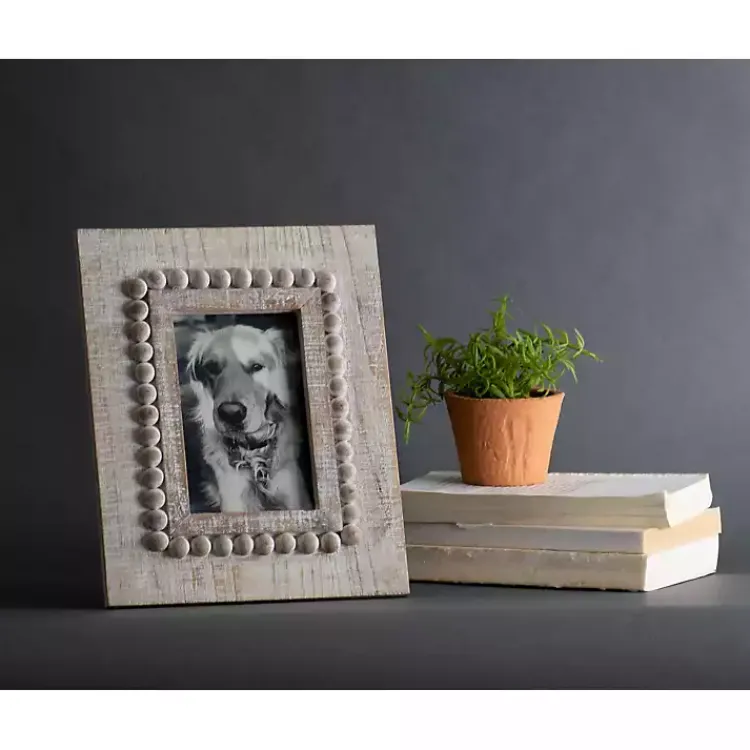 Discount Antique White Wood Beaded Picture Frame, 4x6 Picture Frames