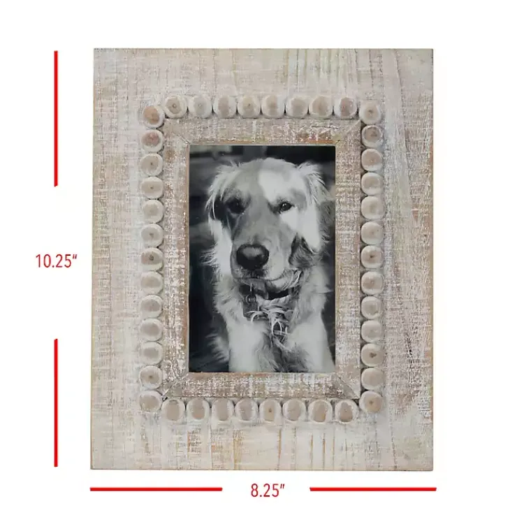 Discount Antique White Wood Beaded Picture Frame, 4x6 Picture Frames