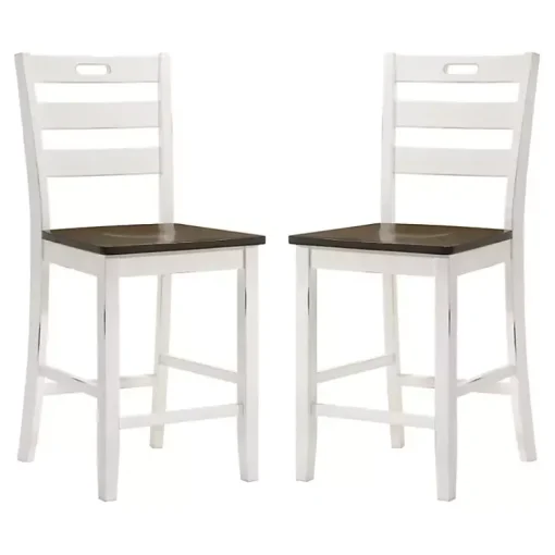 Kirklands Home Bar Stools & Counter Height Stools|Antique Wood Counter Stools, Set of 2 White