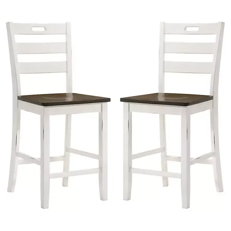 Kirklands Home Bar Stools & Counter Height Stools|Antique Wood Counter Stools, Set of 2 White