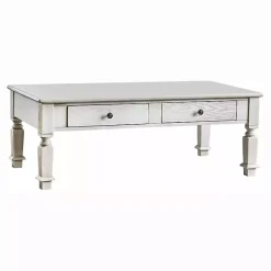 Kirklands Home Coffee Tables|Antique Wood 4-Drawer Heather Coffee Table White