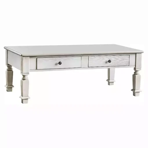Kirklands Home Coffee Tables|Antique Wood 4-Drawer Heather Coffee Table White