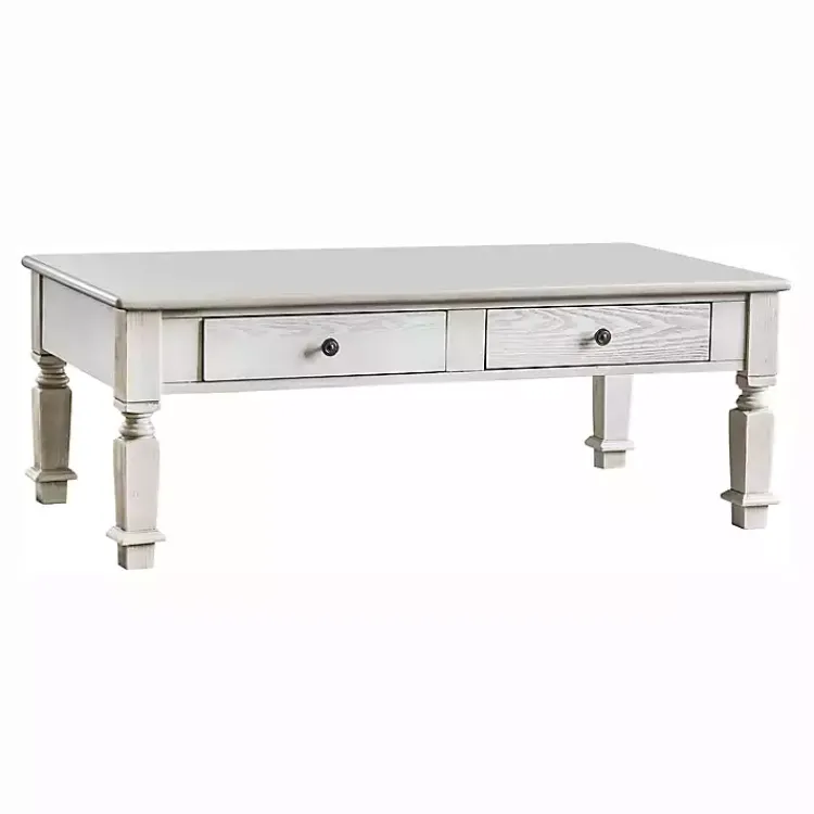 Kirklands Home Coffee Tables|Antique Wood 4-Drawer Heather Coffee Table White