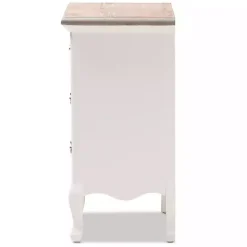 Kirklands Home Nightstands|Antique Wooden 3-Drawer Nightstand White
