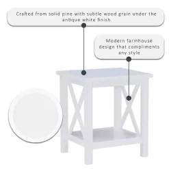 Kirklands Home Accent & End Tables|Antique White X Side Frame Accent Table