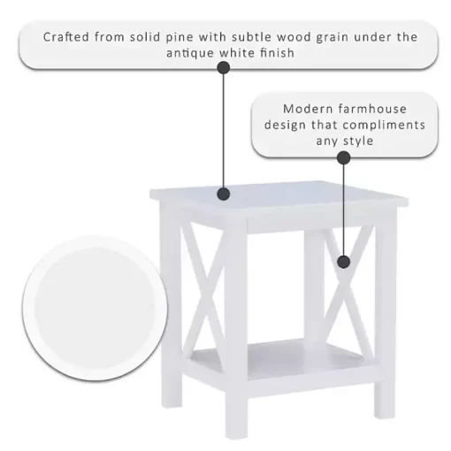 Kirklands Home Accent & End Tables|Antique White X Side Frame Accent Table
