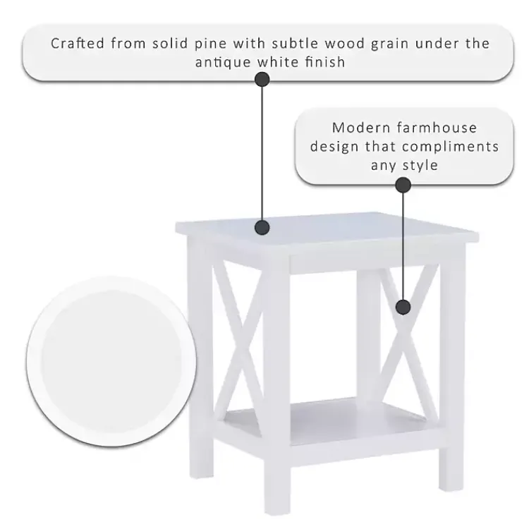 Kirklands Home Accent & End Tables|Antique White X Side Frame Accent Table
