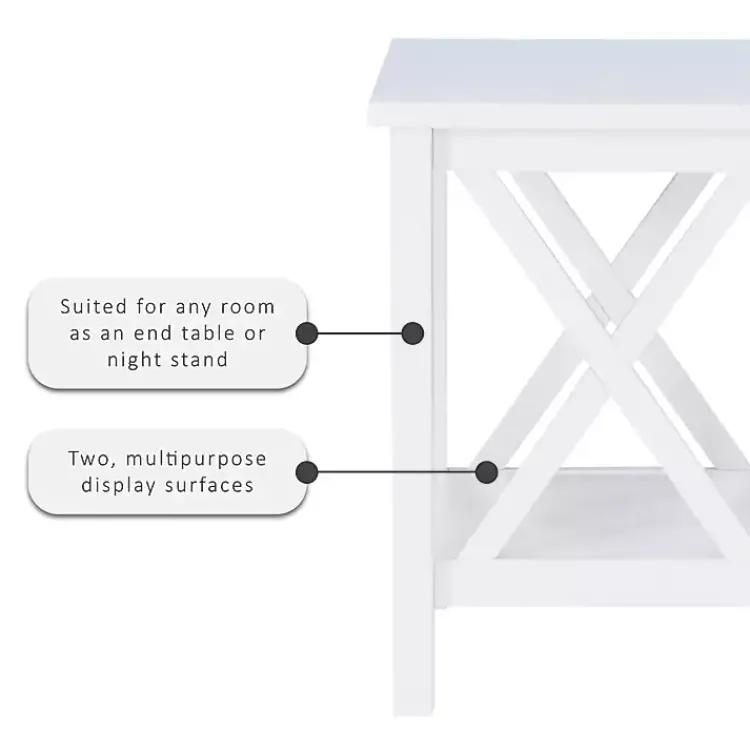 Kirklands Home Accent & End Tables|Antique White X Side Frame Accent Table