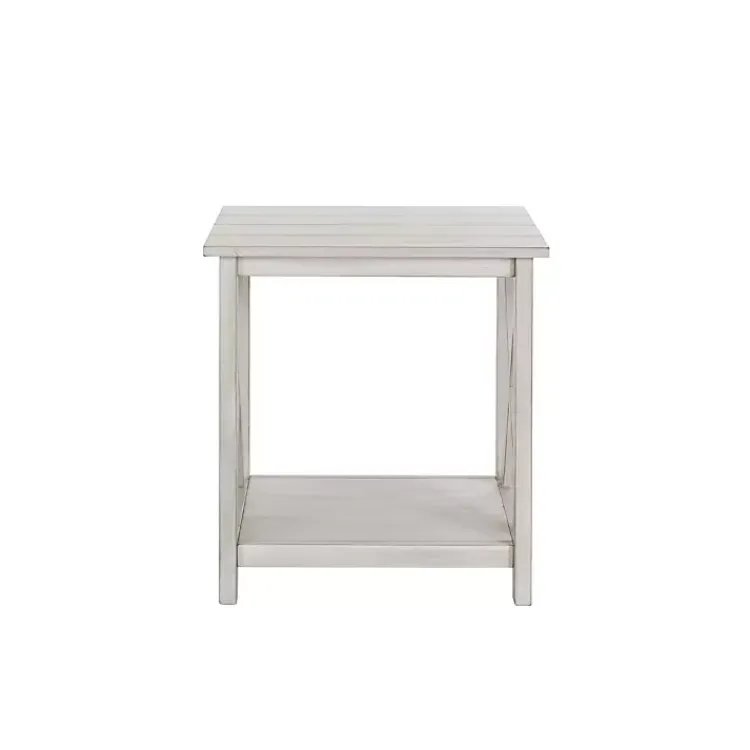 Kirklands Home Accent & End Tables|Antique washed Wood Square Side Table White