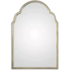 Kirklands Home Framed Mirrors|Antiqued Silver Champagne Arched Mirror